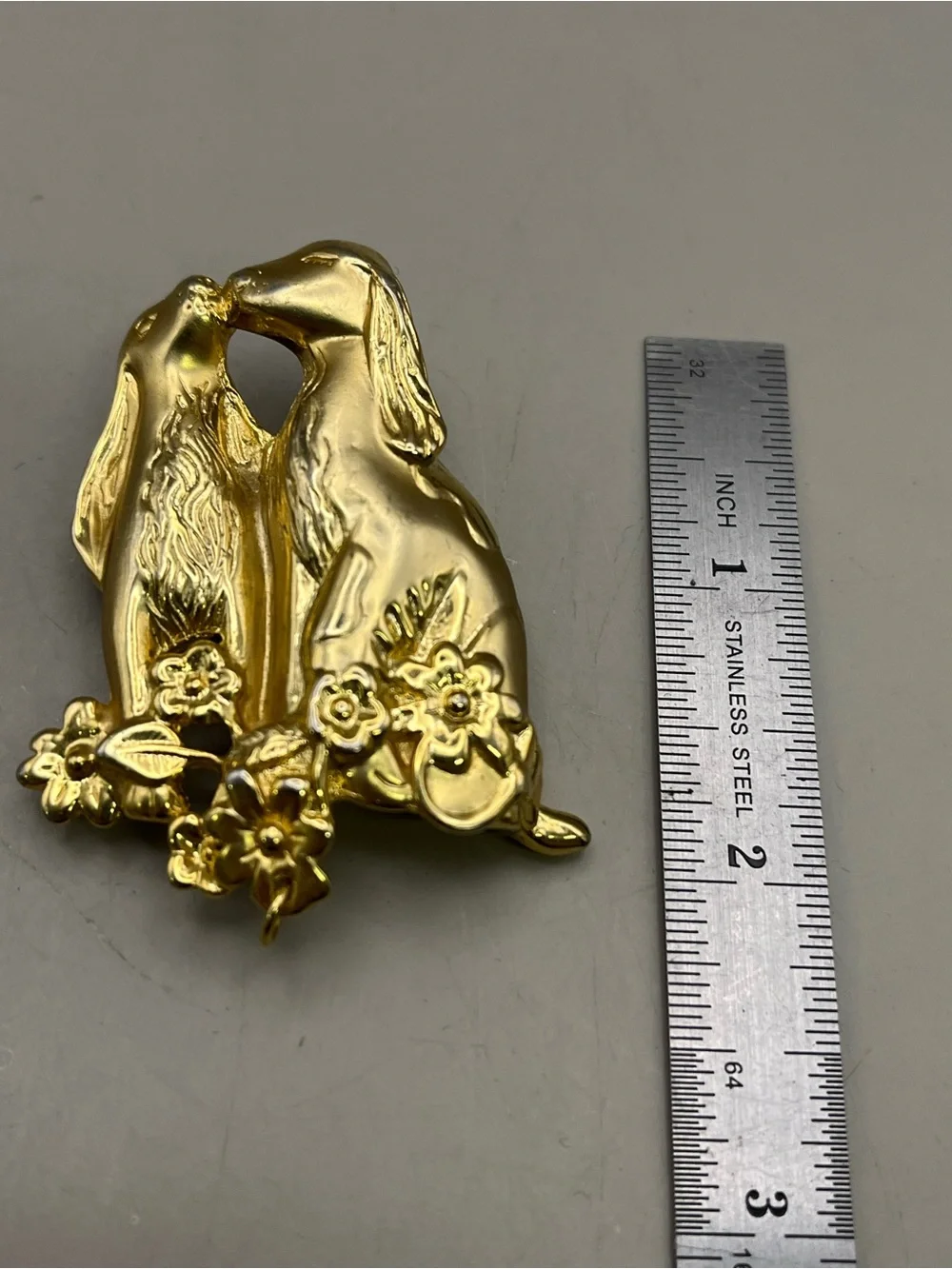 Vintage Gold Tone Kissing Dogs Puppy Love Brooch Pin | Dog Lovers Gift